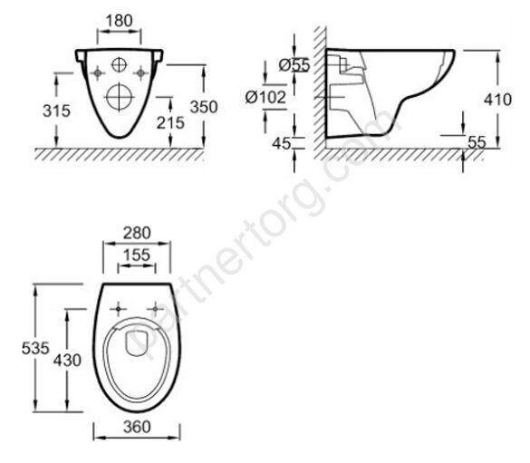 Patio безободковый подвесной унитаз Jacob Delafon