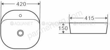 Grossman GR-3028  накладная раковина белая без перелива, c отверстием под смеситель