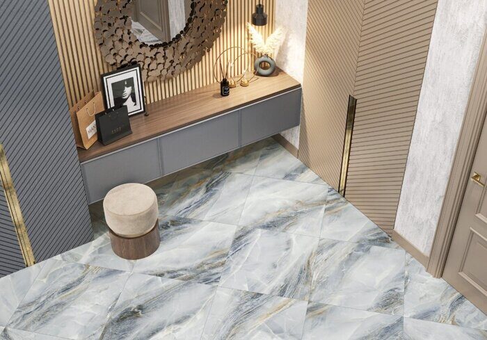 Estelle Blue New Trend керамогранит голубой матовый карвинг 60х60см