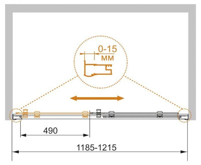 Cezares PRATICO-BF-1-120-C-Cr душевая дверь раздвижная, 120х185 см, стекло прозрачное, профиль хром
