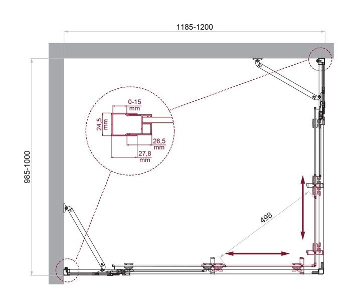 BelBagno LUCE-AH-22-120/100-P-Cr душевой уголок 120х100х195 см, дверь раздвижная, стекло рифленое, профиль хром
