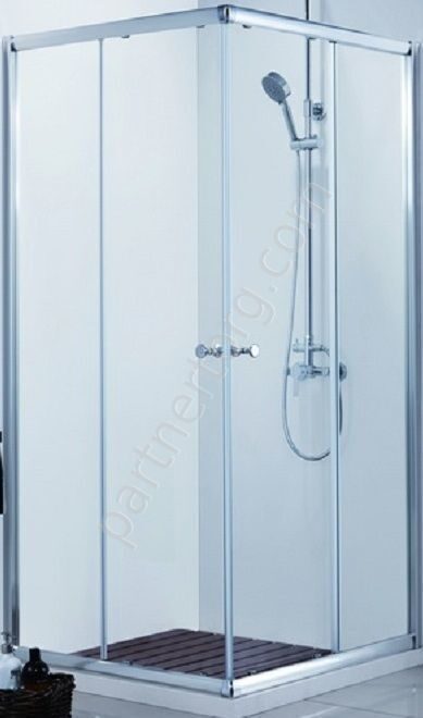 Drop Bravat Г-образное душевое ограждение 900x900x2000, две раздвижные двери Easy clean glass