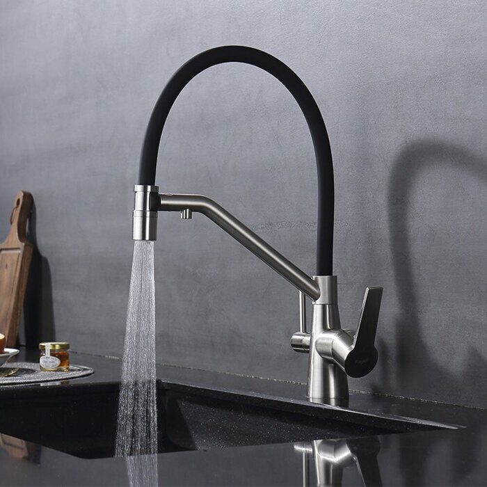 Raglo R80.62.05 смеситель для кухни со съемным изливом на магните и подключением фильтра питьевой воды, сатин