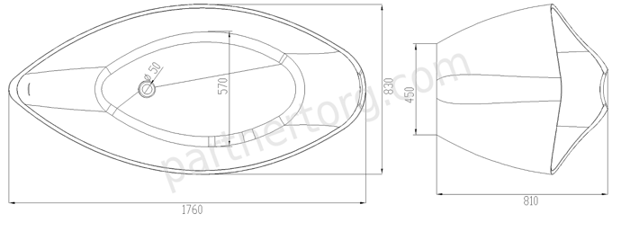 NSB-17801M ванна искусственный камень, размер 176x84 см