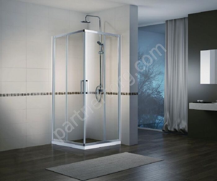 Line Bravat Г-образное душевое ограждение 900x900x2000, две раздвижные двери Easy clean