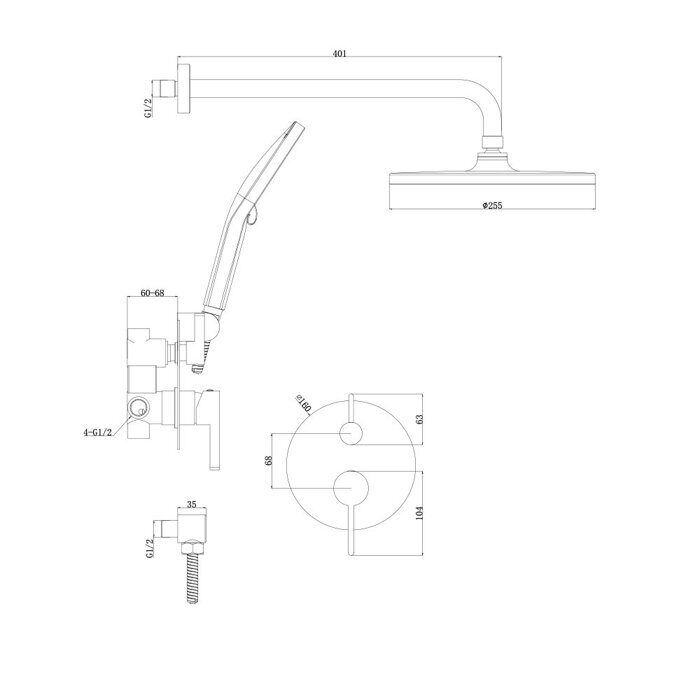 S222.27.05 Splenka Встраиваемая душевая система, сатин