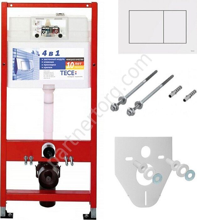 Tece now 9400413 инсталляция для подвесного унитаза с  белой клавишей смыва белая
