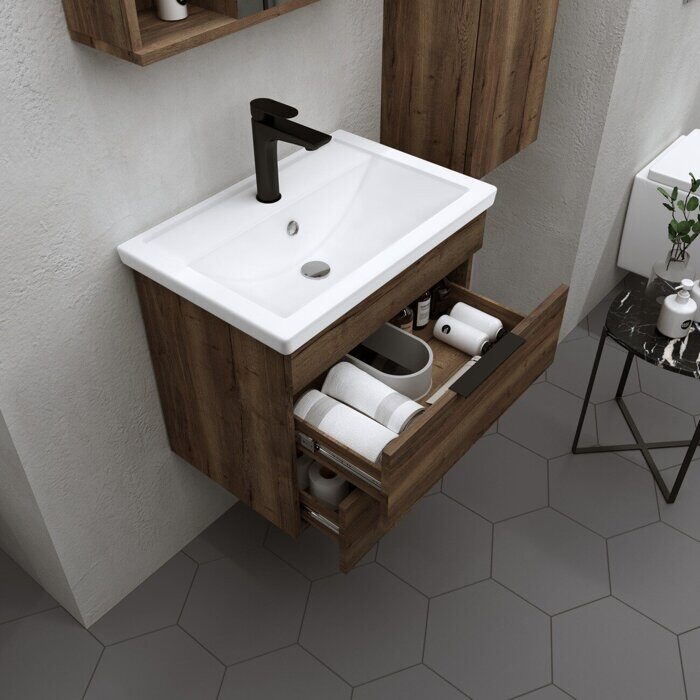 Форта-70 см Темный дуб галифакс тумба в ванную комнату Grossman с раковиной Фостер 70