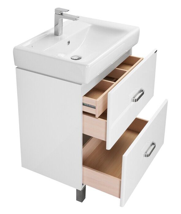 Америна 60 Н см тумба белая напольная для ванной комнаты с раковиной Тигода 60 Aquaton