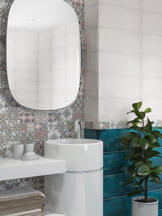 Eclipse Indigo настенная плитка бирюзовая глянцевая 20х50см Azori