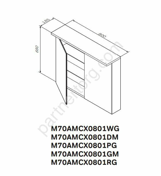 M70AMCX0801WG SPIRIT 2.0, Зеркальный шкаф с LED-подсветкой, 80 см, цвет: белый, глянец