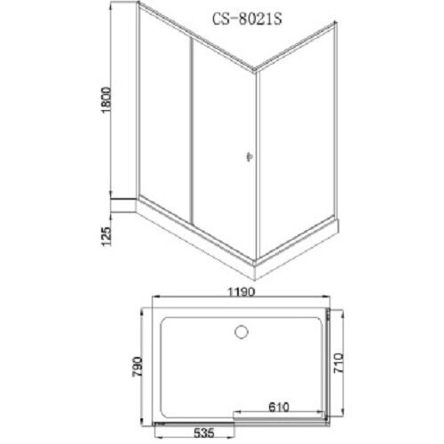 Loranto CS-8021S 120*80*195 душевое ограждение, поддон 13см, прозрачное стекло