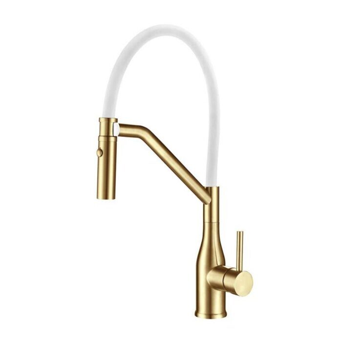 Gappo G4098-13 смеситель для кухни с гибким изливом сатин золотой/белый