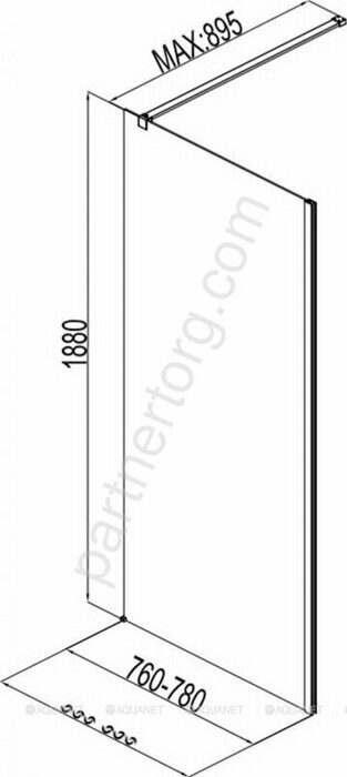 Aquanet Cinetic AE12-F-80H190U-CT, 00243622, боковая стенка 80х188 см, прозрачное стекло, профиль хром