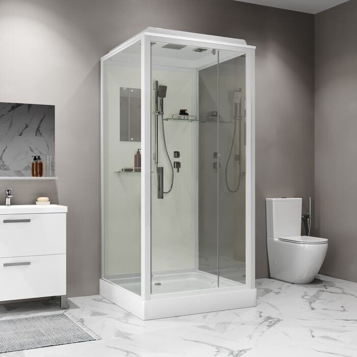 Niagara Standart  ST80/15Q, душевая кабина пристенная квадратная 80х80х215 см, прозрачное стекло, низкий поддон