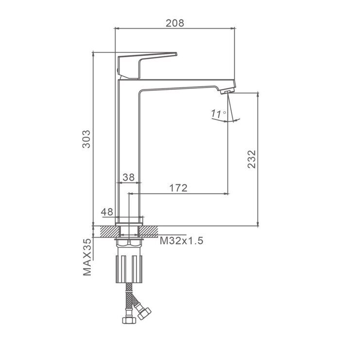 S01.15 Splenka Смеситель для умывальника высокий, хром