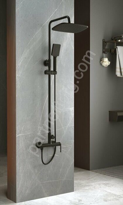 BelBagno ACQUA-DOCM-NERO стойка с тропическим душем и смесителем,черный матовый