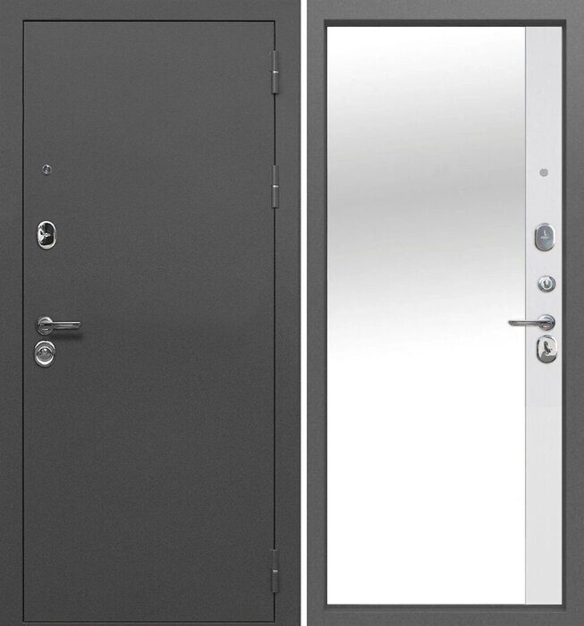 Тайга 9см Зеркало дверь входная Антик серебро, Эмалит белый