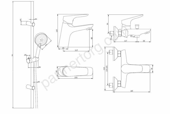 Набор 3 в 1: смес. д/умывальника, смес. для ванны/душа, душ. комплект 409007700 Origin Bit