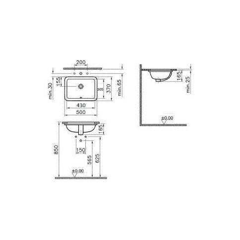 S20 Vitra 5474B003-0618 раковина встраиваемая 50х17х37 см
