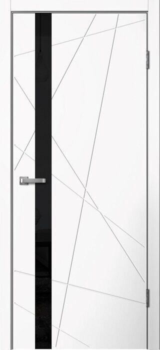 LINE02 Line FlyDoors дверь межкомнатная белый черное стекло