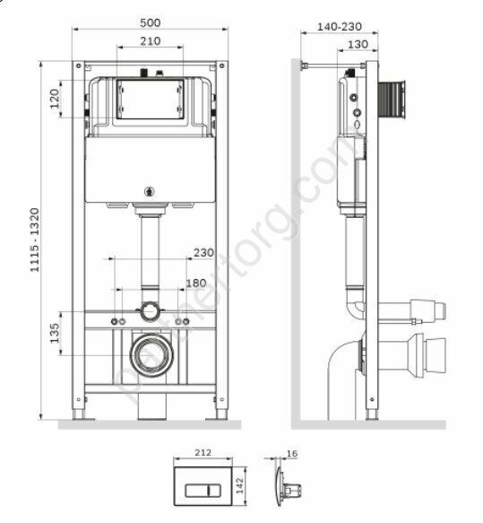 Pro AM.PM  инсталляция для подвесного унитаза с пневматической клавишей Pro M белой I012704.8001 Распродажа