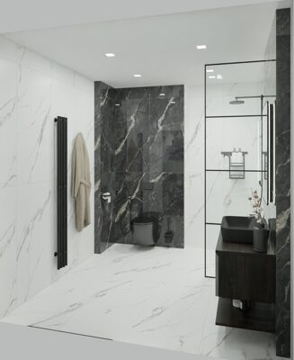 Совмещенный санузел с душевой  Мрамор 2,5х2,4х2,6м