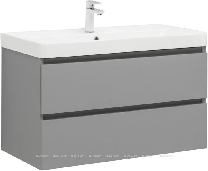 Вега 2.0 90 тумба мисти грин для ванной комнаты 2 ящика Aquanet