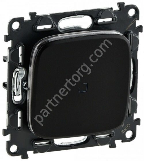 Legrand Valena Allure переключатель 1-клавишный 10АX 250В, безвинтовые зажимы, с подсветкой, цвет антрацит