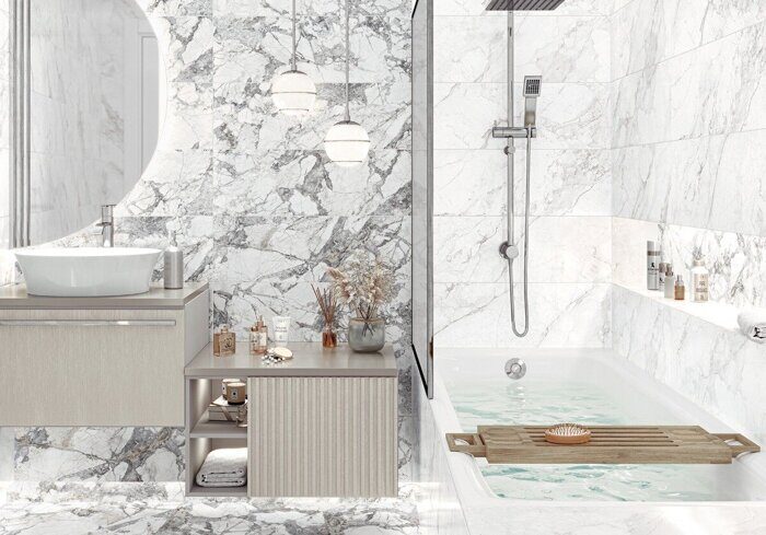 Faenza Light Delacora настенная плитка белая глянцевая 24,6х74см