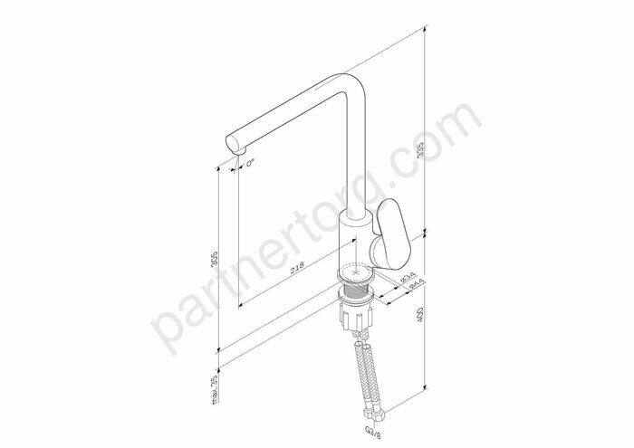 Like AM.PM смеситель для кухни L-образный излив, сатин F8005011