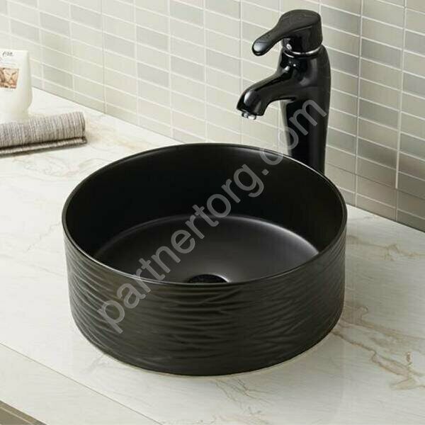 Раковина накладная черная 7078CBK-M-805 41х41х15см