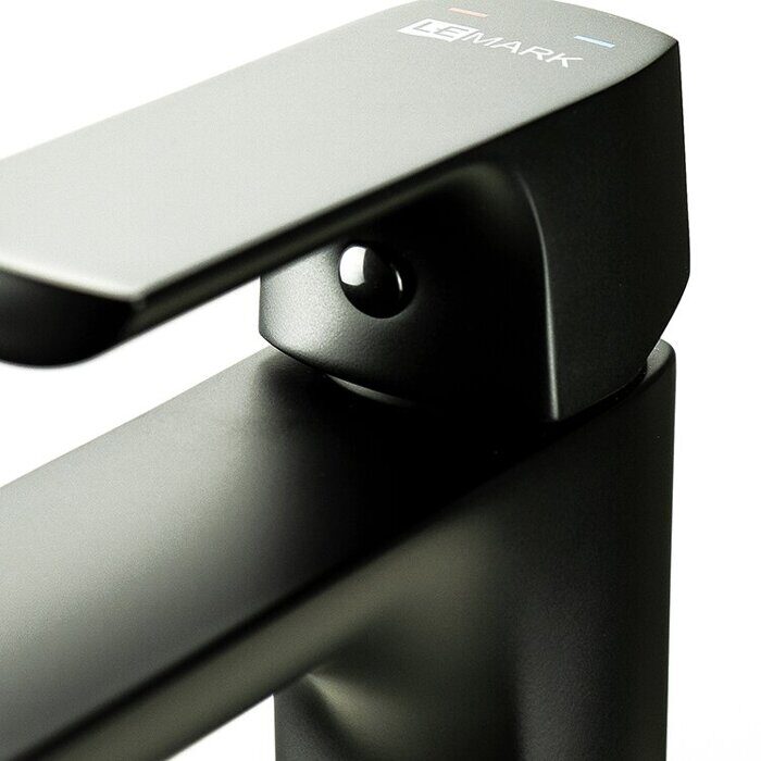 Ursus LM7209BL, смеситель для раковины монолитный, с донным клапаном, черный Lemark