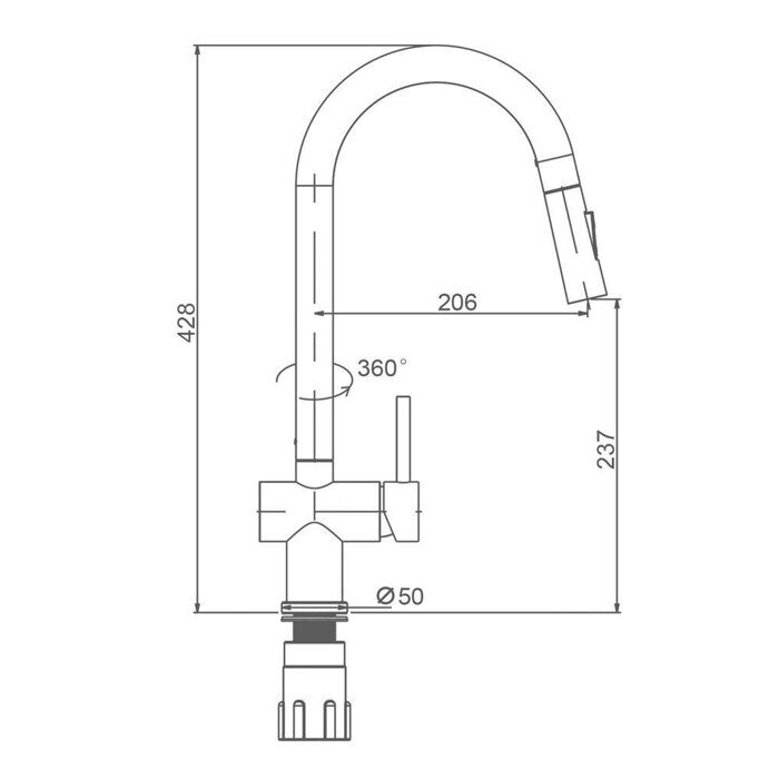 S204.49.09 Splenka Смеситель для кухни с выдвижным изливом, графит