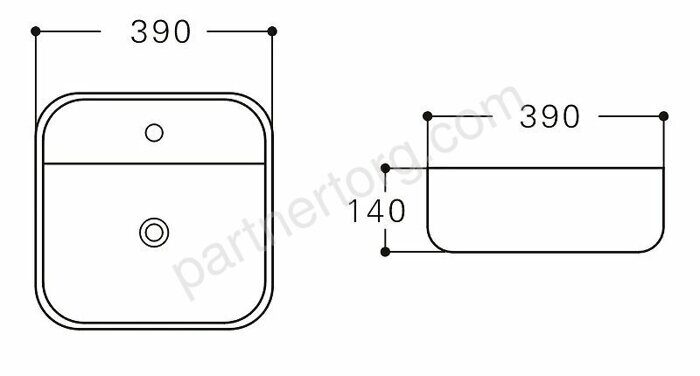CITY-2 раковина накладная черная 390х390х140 с отверстием под смеситель