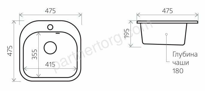 Nova 48-49, 475х475 каменная кухонная мойка, цвет белый