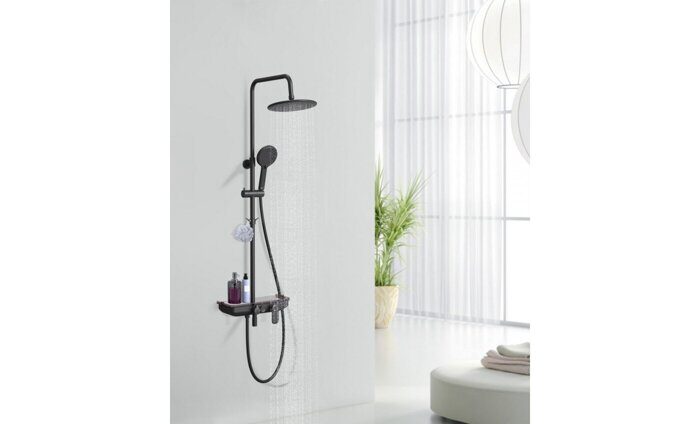 Tropic LM7012BL, душевая система с тропическим душем, поворотный излив, черный Lemark