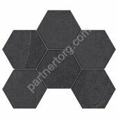 Luna/Terra Hexagon Black LN04/TE04 черный неполированный керамогранит 29х25см Estima Мозаика