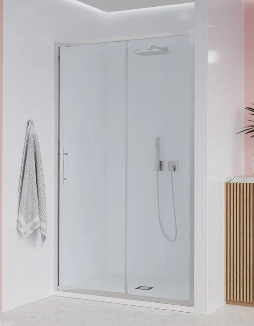 Evo 100 CH E1-CH-110-01-C9 Veconi душевая дверь 107-110см, прозрачное стекло, откатные двери , профиль хром