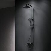 Душевая система стойка с тропическим душем, смесителем, изливом чёрный, F0780722 Like AM.PM