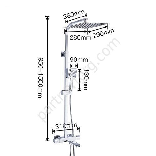 Gappo G2407-40 стойка с тропическим душем и смесителем с термостатом хром