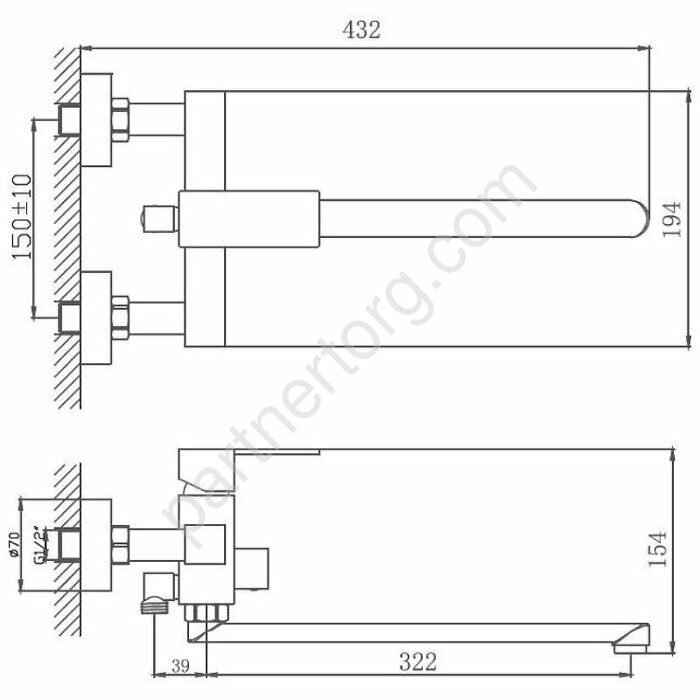 HB22803 Haiba смеситель для ванны сатин