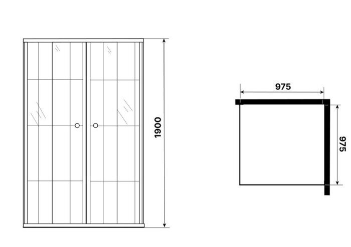 Niagara NG-1010-14QKL душевое ограждение раздвижное, стекло черное клетка