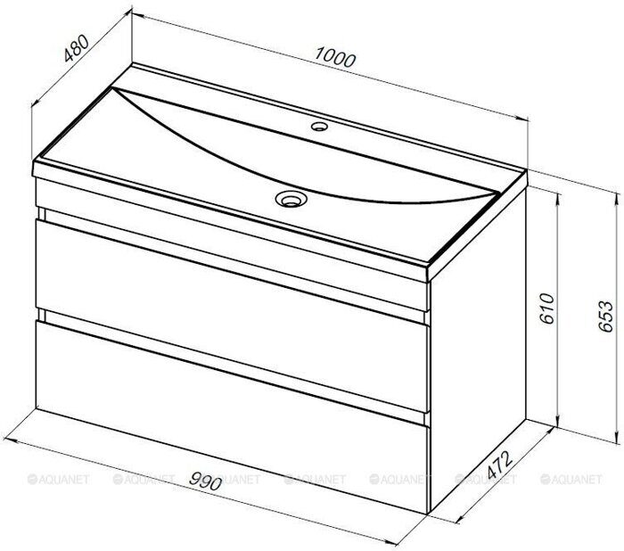 Нота new 100 тумба дуб холден для ванной комнаты с раковиной-столешницей Нота 100 Aquanet