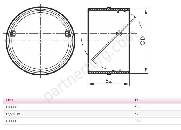 Соединитель с обратным клапаном для круглых каналов СКПО, D 160 мм
