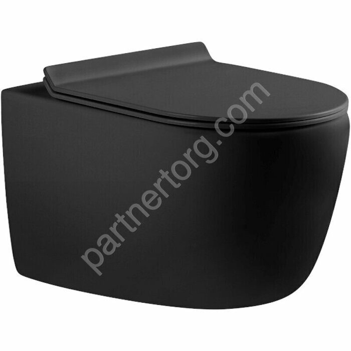 CETUS-BW Rimless безободковый подвесной унитаз черный, с сидением Soft Close, Slimseat