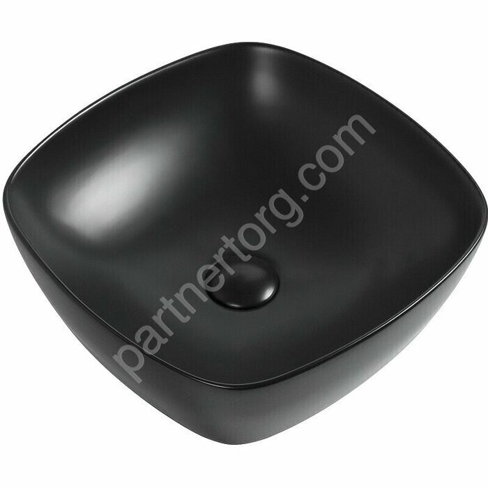 Trend-1-MB раковина накладная 400х400х140 без отверстия под смеситель черная матовая