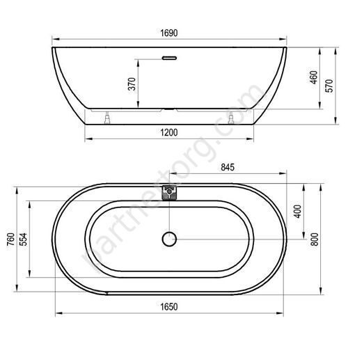 Freedom O Ravak ванна акриловая прямоугольная 169x80 см