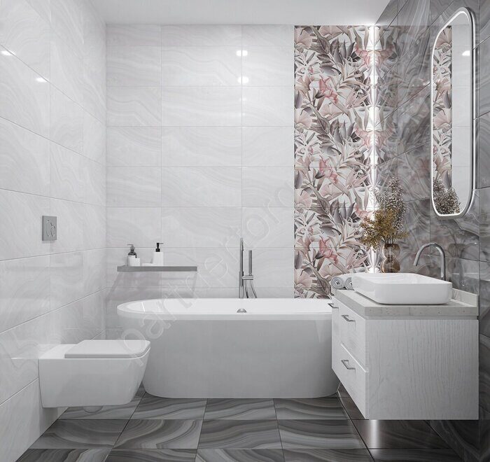 Acate Flora 2 настенная плитка цветная глянцевая декофон 31х63см Azori