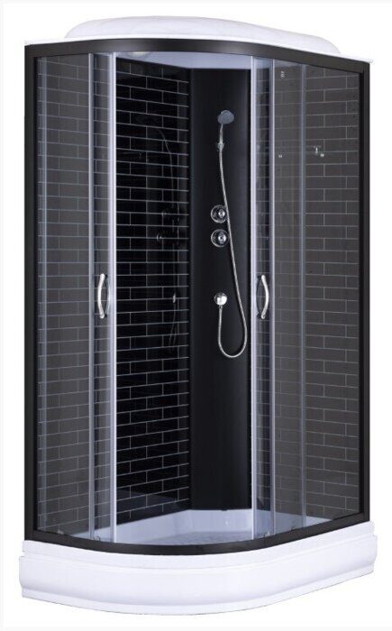 Loranto CS-66120-20R GB 120 душевая кабина 120х80, поддон 20см, тонированное стекло, стенки черные Кирпич